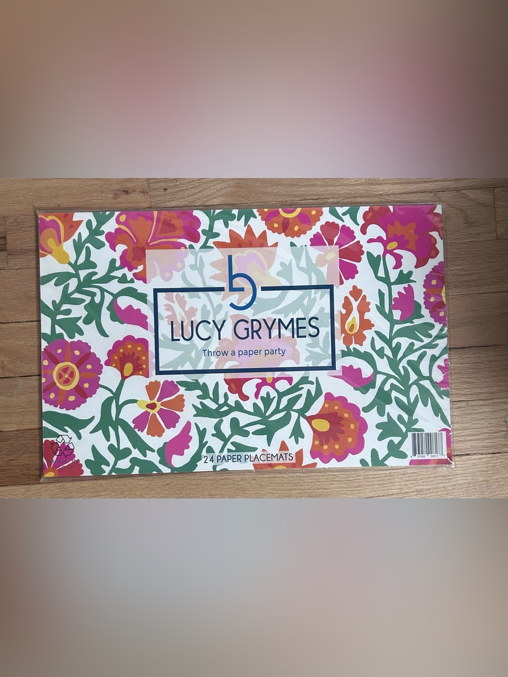 Lucy Grymes 24 Floral Paper Placemats - Pink, Green & Orange  Pack 11x17